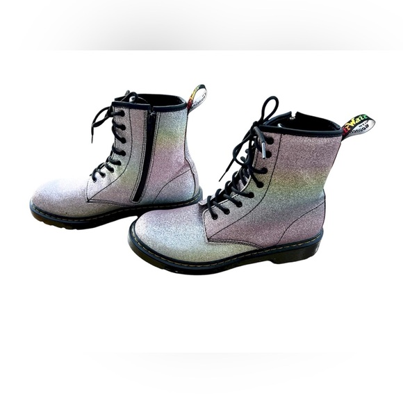 Dr Martens 1460 Pascal Multi Glitter Boots Womens 7 Rainbow Sparkle 8 eye Fairy - Picture 3 of 6